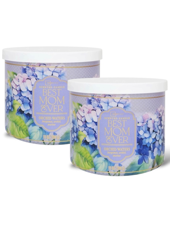 Mainstays Other - Mainstays Best Mom 3-Wick Candles Orchid Waters 13oz, Lot of Two NWT